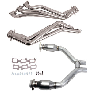 BBK 15-17 Ford Mustang V6 1-3/4 Long Tube Headers w/High Flow Catted H Pipe (Silver Ceramic)