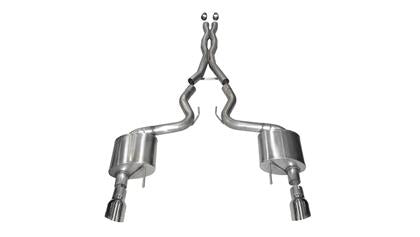 Corsa 2015-17 Ford Mustang GT 5.0 3in Xtreme Cat Back Exhaust, Polish Dual 4.5in Tip