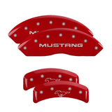 MGP 4 Caliper Covers Engraved Front Mustang Engraved Rear Pony Red finish silver ch