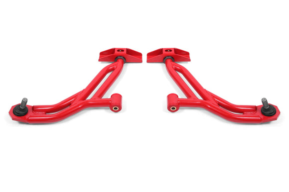 BMR 10-14 Ford Mustang / Shelby GT500 Non-Adj. Lower A-Arms (Poly/Delrin) - Red